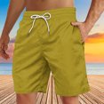 thumbnail image 3 of Yuyuzo Mens Shorts High Waisted Drawstring Quick Dry Summer Beach Swim Knee Length Shorts with Pockets, 3 of 4