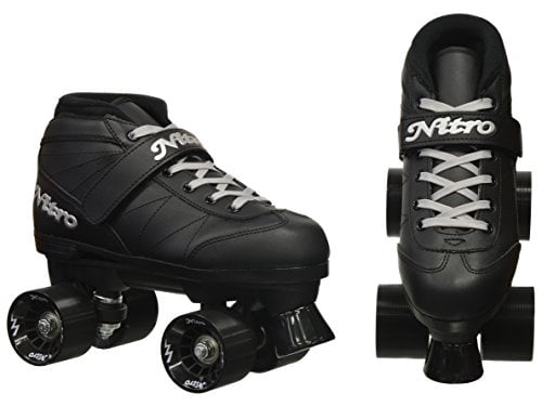 Epic Skates Super Nitro Patins à Roulettes de Vitesse Quad Intérieur/extérieur, Adulte 7, Noir