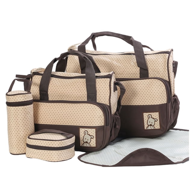 Waterproof Diaper Bag Set Durable And Stylish For Maternity Set Travel Organizer Diaper Trolley Nappy Bag coffee