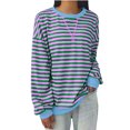 thumbnail image 1 of Styesk Chandails à Manches Longues pour Femmes Grande Taille Tendance Chemise Rayée Ample Col Rond Chandail Tunique Hauts Décontractés Molleton Épais Doux Chandail, 1 of 4