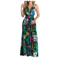 thumbnail image 1 of bbymog Robes Femmes Femmes Plage Mode Imprimé Tropical Été Col en V Sans Manches Robe Nuisette Décontractée Coupe Ample Longues Robes pour Femmes Noir TG, 1 of 4