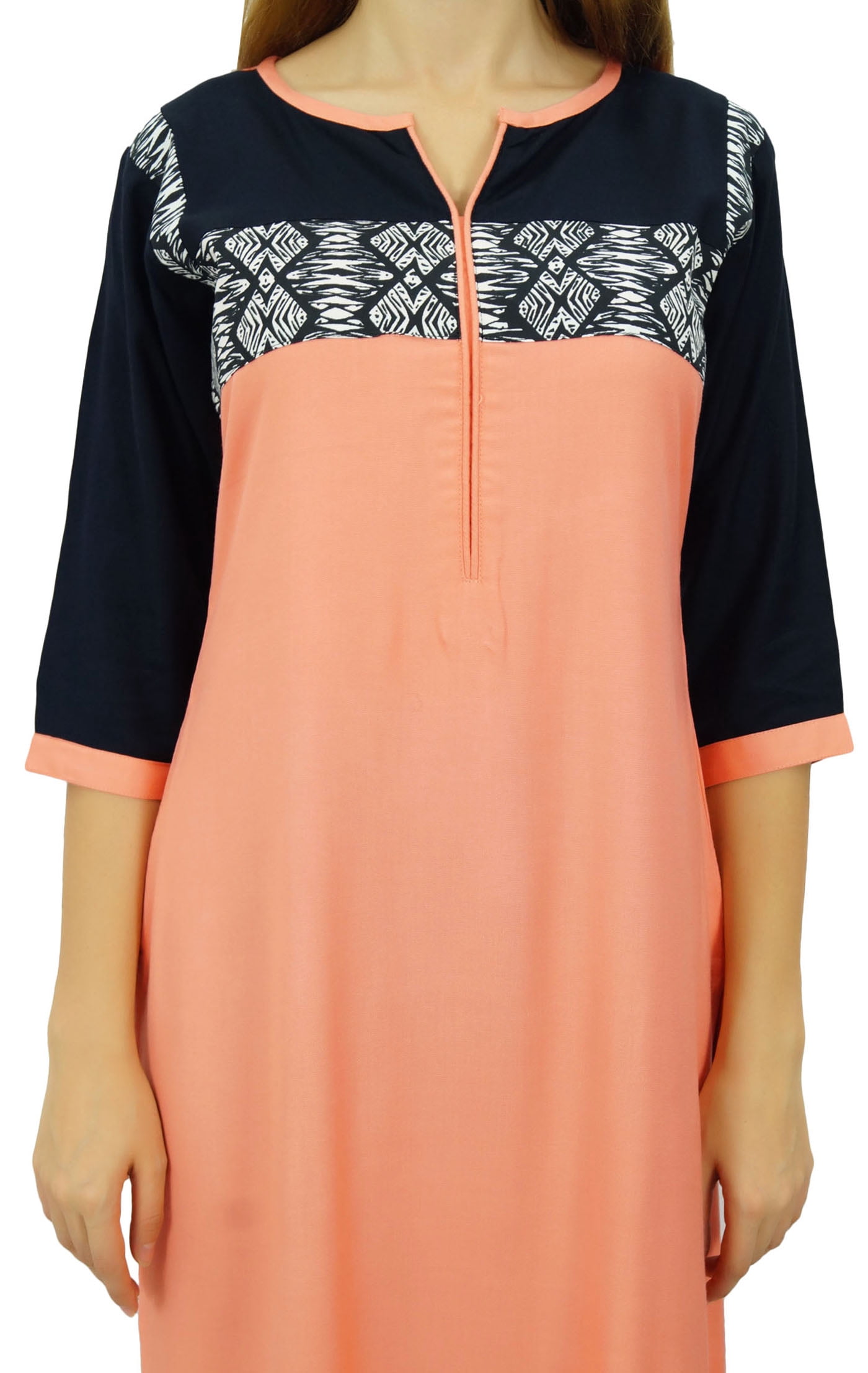 Phagun Kurti Ethnique de Designer Bollywood Pêche Kurta Tunique Décontractée pour Femmes-12