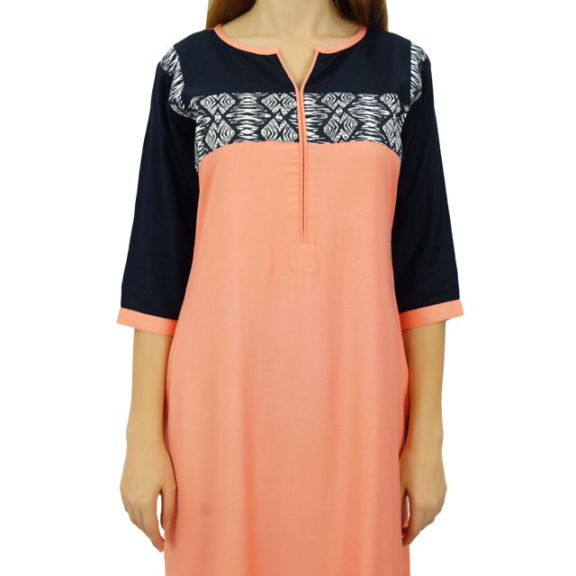 Phagun Kurti Ethnique de Designer Bollywood Pêche Kurta Tunique Décontractée pour Femmes-12