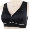 thumbnail image 5 of Sport Bras Women Solid Color Front Closure Wireless Bra With Air-Flow Mesh Thin Design Plus Size Plus Size Bra Black 40, 5 of 5