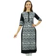 thumbnail image 2 of Phagun Kurta Droite Noire de Designer pour Femme, Manches 3/4, Kurti Décontractée Imprimée-24, 2 of 8