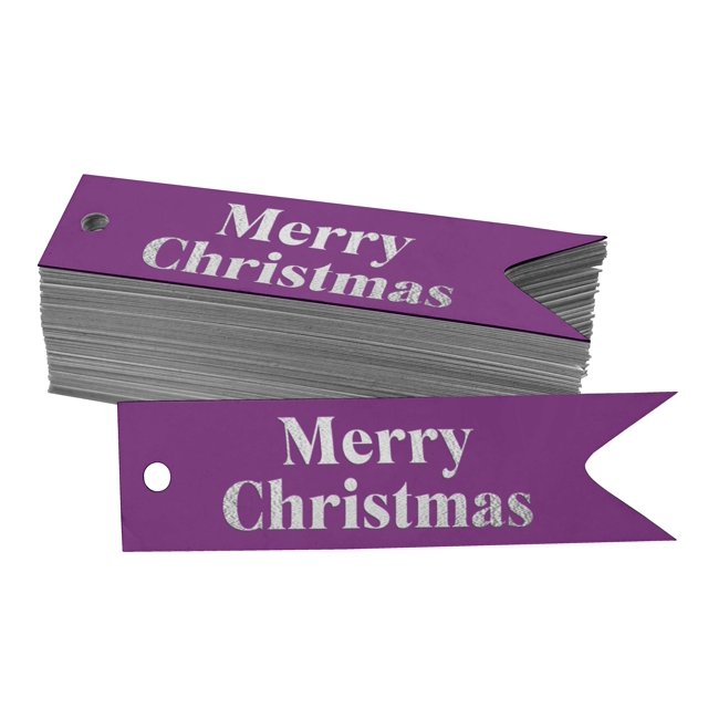 Inkdotpot Pack Of 100 Real Silver Foil Paper Tags Merry Christmas Favor Hang Tags