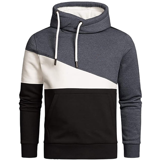RKSTN Chandails à Capuchon pour Hommes Mode d'Automne Chandail Doux Mode Poche Décontracté à Manches Longues Chandail à Capuchon Hauts Patchwork Chandails Chandail pour Hommes