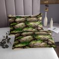 thumbnail image 4 of YST Stone Sheet Set,Natural Nature Fitted Sheet For Adult Teens,Green Leaf Moss Weed Bed Sheets,Plant Rock Botanical Fitted Sheet Fitted Sheet + Flat Sheet + 2 Pillow Cases,Full Size, 4 of 5