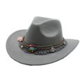 thumbnail image 1 of Decodeary Chapeau de Cowboy Premium Léger et Confortable Style Western Large Application Polyester Gris, 1 of 6