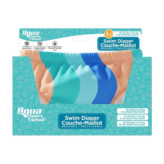 Aqua Leisure Swim School - Reusable Swim Diaper - MED 18-22 lbs