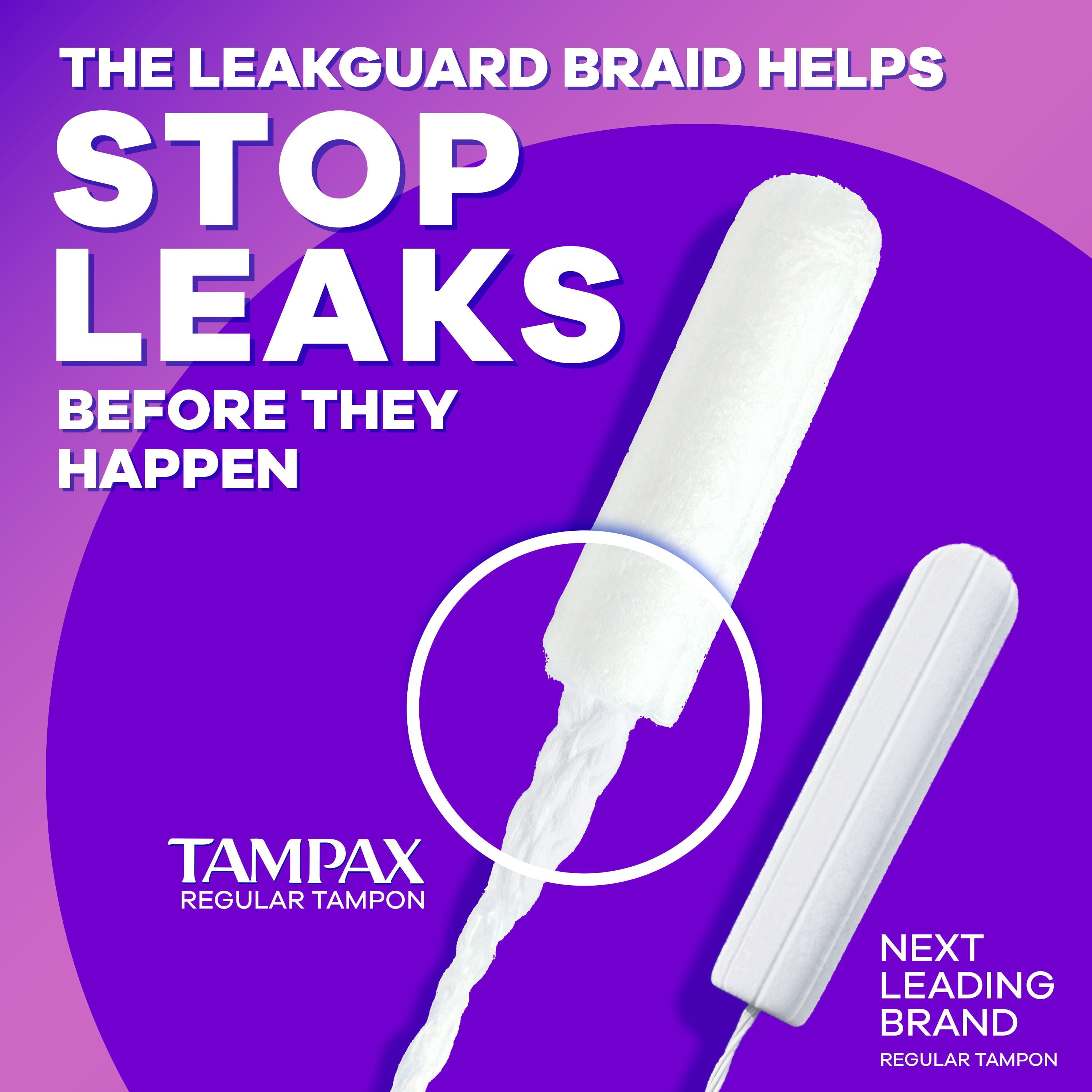 Tampax Radiant Emballage Multiple de Tampons, avec Tresse Anti-Fuites, Absorption Régulière/super, Non Parfumés