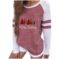 thumbnail image 2 of Hauts Grande Taille pour Femmes Imprimé Patchwork T-Shirt à Col Rond Décontracté Tee de Noël Blouse Hauts Chemises pour Femmes en Liquidation, 2 of 6