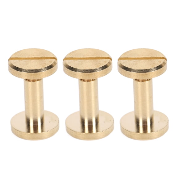 Brass Binding Rivet Screw Set, Leathercraft Rivets Metal Rivet Button Stud DIY Crafts Tubular Fasteners Binding Rivet Flat Type Brass Rivet for Leather Fabric Crafting Pack of
