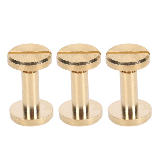 Brass Binding Rivet Screw Set, Leathercraft Rivets Metal Rivet Button Stud DIY Crafts Tubular Fasteners Binding Rivet Flat Type Brass Rivet for Leather Fabric Crafting Pack of
