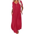 thumbnail image 2 of mtvxesu Robes pour Femmes, Robe d'Été Décontractée à Manches Courtes et Col en V pour Femmes, Robe Maxi Décontractée de Plage avec Poches, Robes Midi, 2 of 6