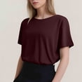 thumbnail image 3 of Hiiyo Women's Short Sleeve Round Neck Tee Shirt Summer Casual Solid T-Shirt, Sizes S-XXXL, 3 of 4