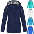 thumbnail image 4 of aohooy Manteaux de Pluie Grande Taille pour Femmes Légers à Rayures à Capuche Imperméable Extérieur Voyage Randonnée Coupe-Vent 2025 Vert,G, 4 of 4