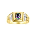thumbnail image 1 of RYLOS Men's Rings 14K Yellow Gold Rings Designer Weave Band 7X5MM Oval Gemstone & Diamond Ring Alexandrite June Birthstone Rings For Men, Size 11, 1 of 7