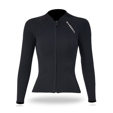 Combinaison de Plongée en Néoprène 2 mm pour Hommes et Femmes avec Fermeture Éclair Frontale, Veste de Combinaison à Manches Longues pour Plongée en Apnée, Plongée, Surf, Sports, Natation, Femmes TG