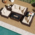 thumbnail image 4 of Costway 7 PCS Patio Furniture Set 40,000 BTU Gas Fire Pit Table Propane Tank Cover Table Mix Brown + Off-White, 4 of 10