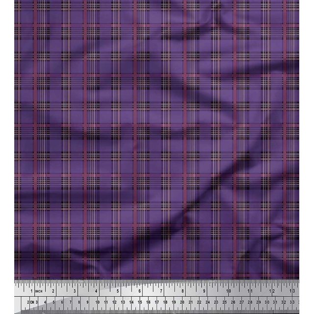 Soimoi Cotton Duck Fabric Plaid Check Print Fabric by Yard 56 Inch Wide