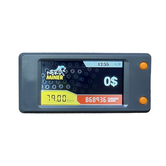 Nerdminer V2 Bitcoin Solo Lottery Miner 77KH/S with LCD Display BTC Miner ASIC Mining Silent Miner,1 x Miner 1 x Data cable (random color Not accepting designation),dark gray