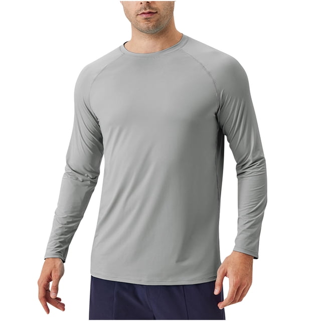 Dagugfen Hauts pour Hommes Chemises de Protection Solaire Manches Longues Col Rond Ajusté Extensible Course Entraînement Chemises Été
