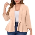 thumbnail image 1 of AherBiu Plus Size Blazer Jackets for Women Open Front Ruffle Lapel Business Casual Office Work Outwear, 1 of 6