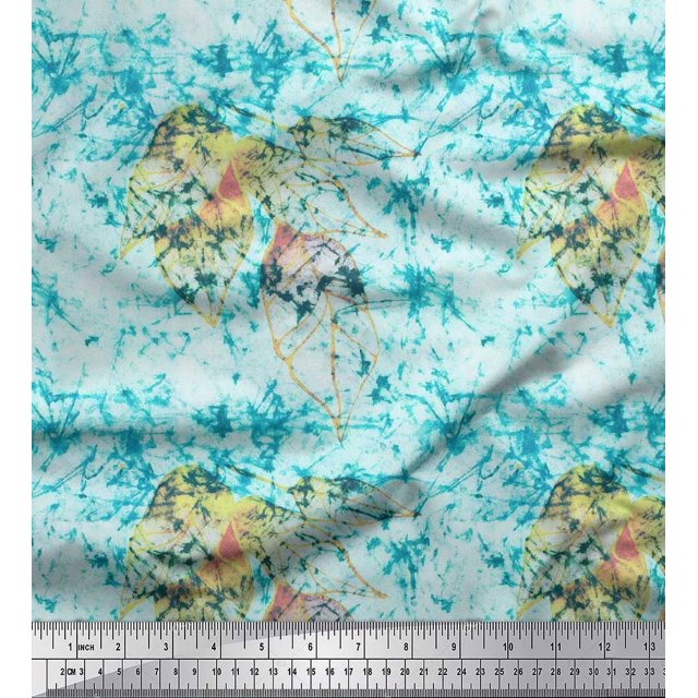 Soimoi Cotton Voile Fabric Leaves & Texture Print Fabric by Yard 42 Inch Wide