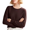 thumbnail image 1 of ManxiVoo Chandail à Col Rond Manches Longues Tricoté pour Femmes avec Capuche pour Automne Hiver Tenue Décontractée Taille P Café, 1 of 5