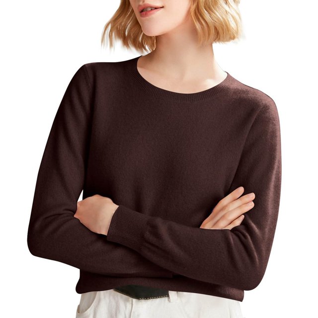ManxiVoo Chandail à Col Rond Manches Longues Tricoté pour Femmes avec Capuche pour Automne Hiver Tenue Décontractée Taille P Café