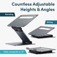 thumbnail image 4 of Ergonomic Laptop Stand for Desk, Adjustable Height Up to 20", Laptop Riser Portable Computer, Laptop Stands, Fits All MacBook, Laptops 10 15 17 Inches, Laptop Holder Desk Stand,, 4 of 5