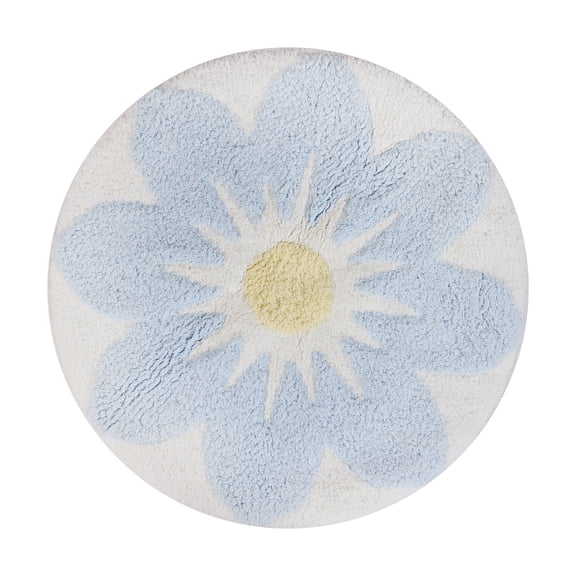 Tapis de bain Mainstays Daisy, bleu multicolore, 100 % coton, rond de 56 cm