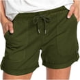 thumbnail image 1 of Plebaso Summer Womens Shorts Casual Drawstring Roll up Shorts Loose Solid Color Beach Shorts with Pockets, 1 of 5