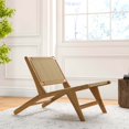 thumbnail image 2 of Costway Teak Wooden Chair with Braided Rope Seat & Backrest Mid Century Modern Accent Chair, 2 of 7