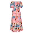 thumbnail image 4 of MesaSe Robes Bohèmes à Fleurs pour Femmes, Épaules Dénudées, Fluides, Ligne A, Plage, Fête, Robe Maxi, Robes de Retour à la Maison, 4 of 8