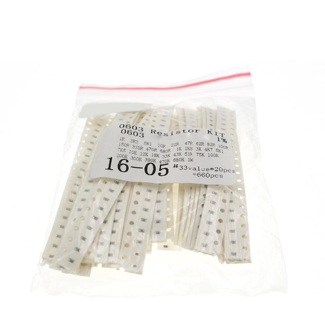yingyy 660PCS/Bag Resistor Kit Assorted Plastic Heat-resistant Circuit Resistance Film Pack 33 Types Ohm Electrical Replacement 0805 Chip 0603 Chip 1 Pc