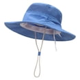 thumbnail image 1 of MIASHUI Chapeau de Soleil pour Enfants à Grand Bord, Chapeau de Plage Extérieur avec Mentonnière Ajustable, Bleu, 2-7 Ans, 1 of 4
