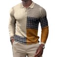 thumbnail image 1 of Innerwin Polo Shirt Lapel Neck Men T Shirts Business Long Sleeve Color Block Tee Style K XXL, 1 of 2