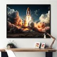 thumbnail image 1 of Designart Rocketship Oversized framed wall art decor, Rocketship framed wall Art, Launching the Rocketship I , White Modern black framed wall art, 44x34 inches black frame, 1 of 5