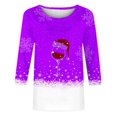 thumbnail image 4 of KIHOUT Hauts pour Femmes Manches Longues Liquidation Mode Petite Confortable Col Rond Manches 3/4 Imprimé de Noël T-shirt Décontracté Blouse, 4 of 4