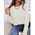 thumbnail image 5 of Cathalem WoWomen Sweaters Clearance Casual Long Sleeve Soft Ribbed Knit Split Fall Pullover Jumper Tops,Beige S, 5 of 5