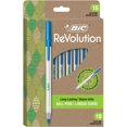 thumbnail image 1 of BIC ReVolution Round Stic Ball Pen, Medium Point (1.0 mm), 74% Recycled, 100% Recycled Packaging, Blue, 10-Count, 1 of 7