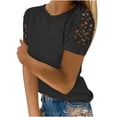 thumbnail image 1 of Plebaso T-Shirts pour Femmes 2025 Manches Courtes Col Rond Élégants Blouses Habillées pour Femmes S-5TG, 1 of 5