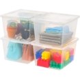 thumbnail image 1 of L Storage Box Stackable - Plastic Bin with Lid Organizing Containers Clear, 1 of 9