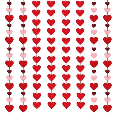 Red Heart Wreath Valentine's Day Decorative Rope Valentine's Day Heart shaped Wreath, Family Wedding Valentine's Day Anniversary Birthday Party