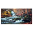 thumbnail image 1 of Designart Autumn Mountain Waterfall Long View Canvas Wall Art, 1 of 4