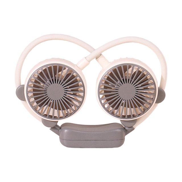 Ventilateur de Cou Portable à Porter Ventilateurs Portables 2 Vitesses Réglage USB Rechargeable Blanc