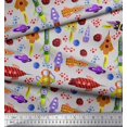 thumbnail image 3 of Soimoi Poly Georgette Fabric Rocket,Planet & Astronaut Cartoon Printed Fabric 1 Yard 52 Inch Wide, 3 of 3