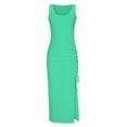 thumbnail image 4 of Womens Sleeveless Tight Maxi Dress Side Slit Drawstring Ruched Slim Fit Tank Dress U Neck Summer Club Beach Sun Dresses, 4 of 6
